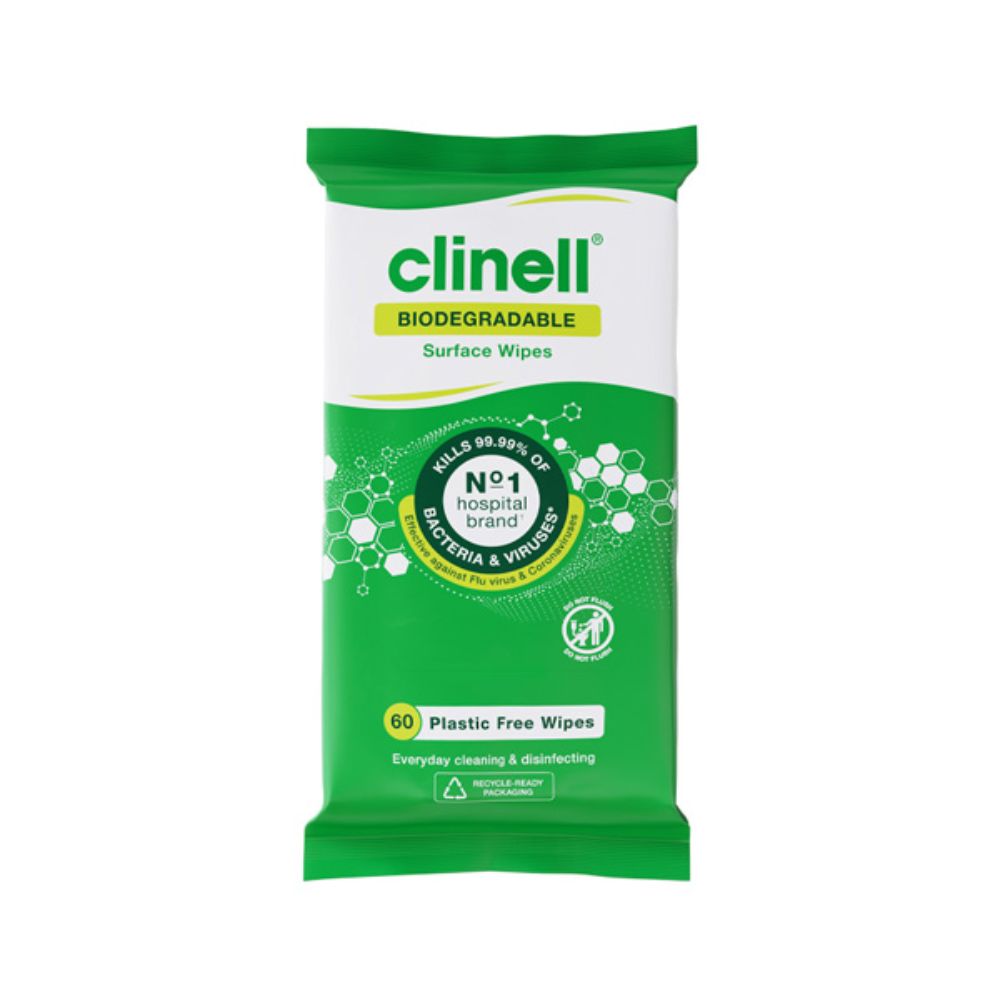 Clinell universele biologisch afbreekbare oppervlaktedoekjes, 60 stuks